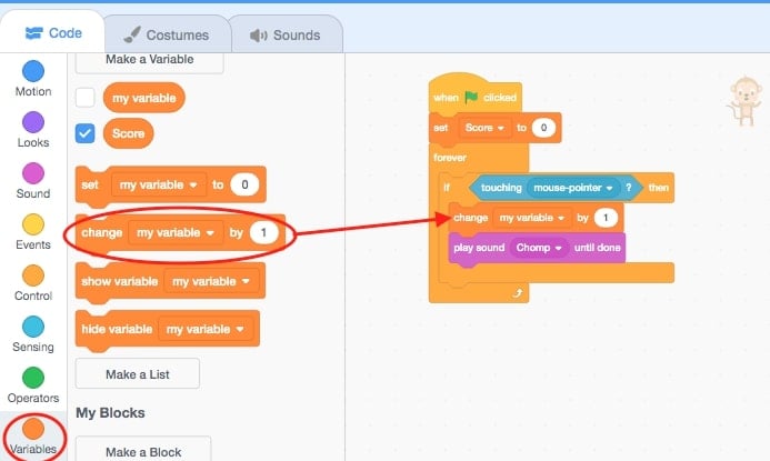 Change my variable is circled.