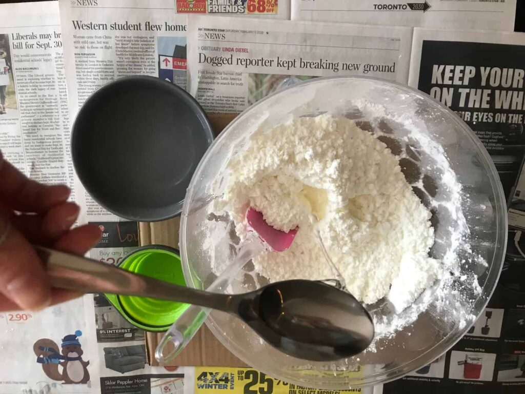 Water being added to the bowl.