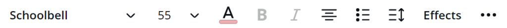 Text formatting options in Canva.