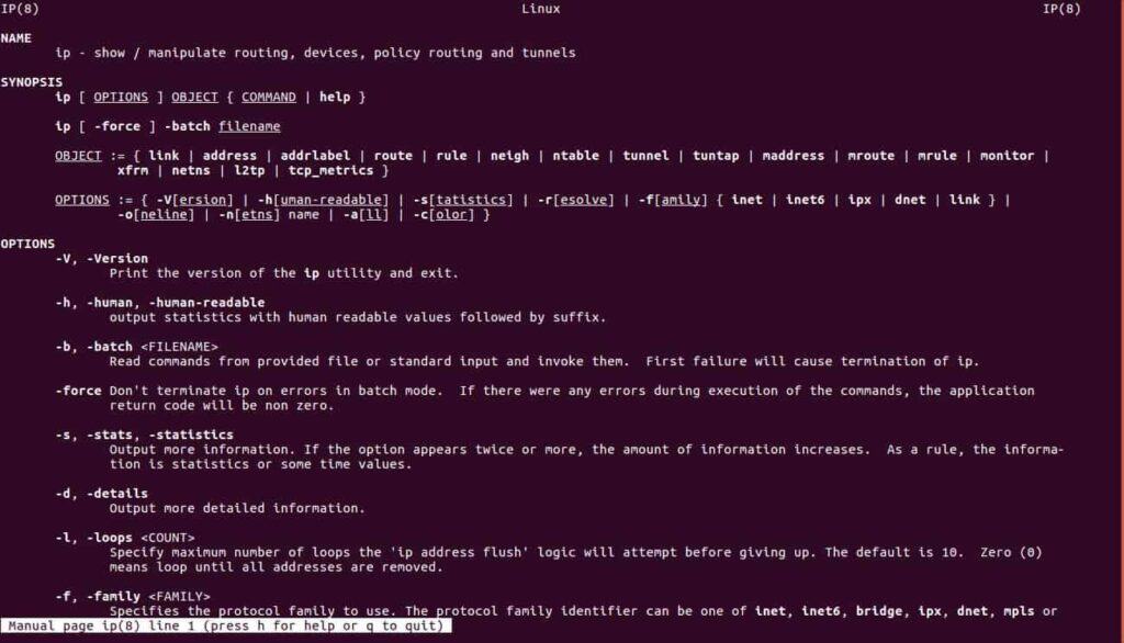 A screenshot displaying the connection information of a laptop using the Ubuntu operating system