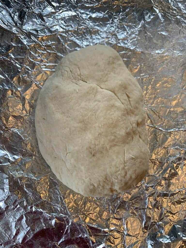 Dough on tin foil.