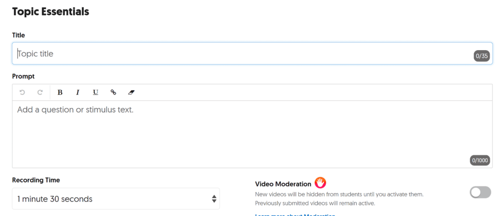 A screenshot of the Flipgrid interface.