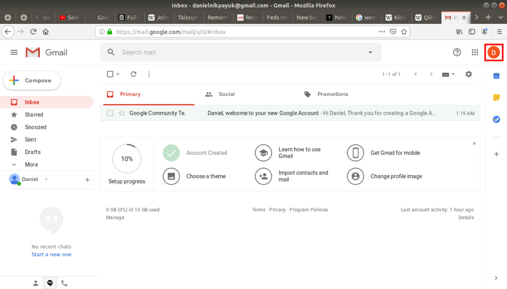 Gmail's inbox.