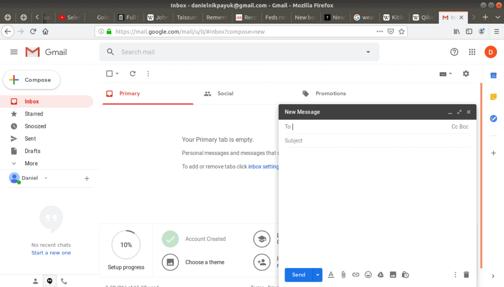 New email being written on Gmail.
