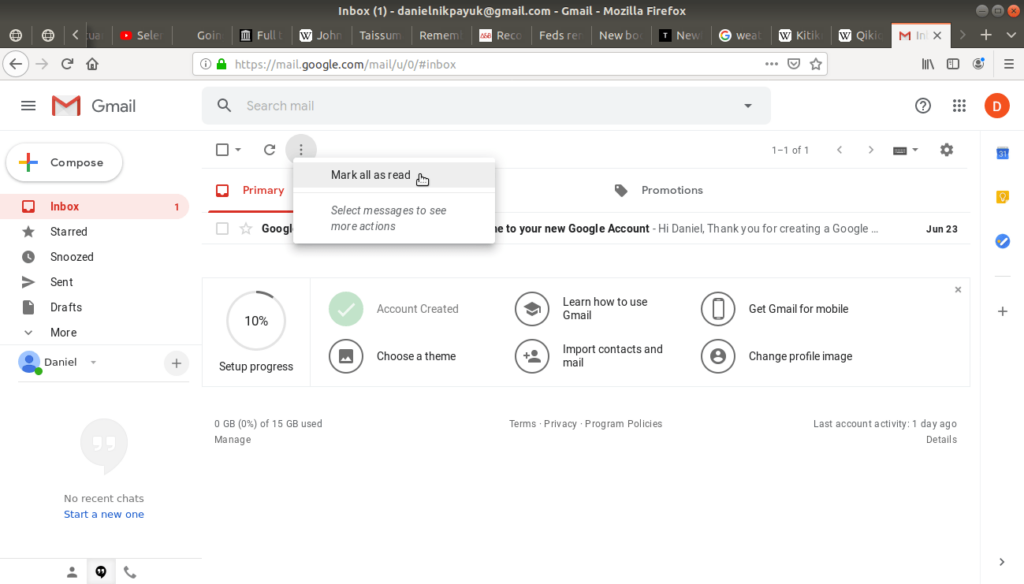 Mark all as read open on Gmail.