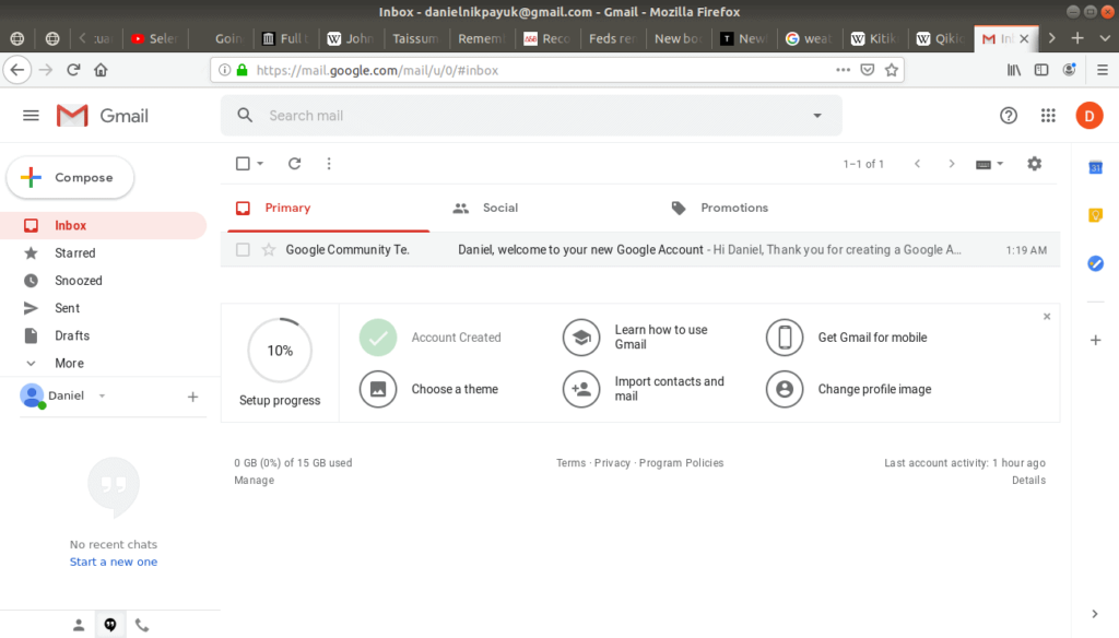 Gmail's email page open.