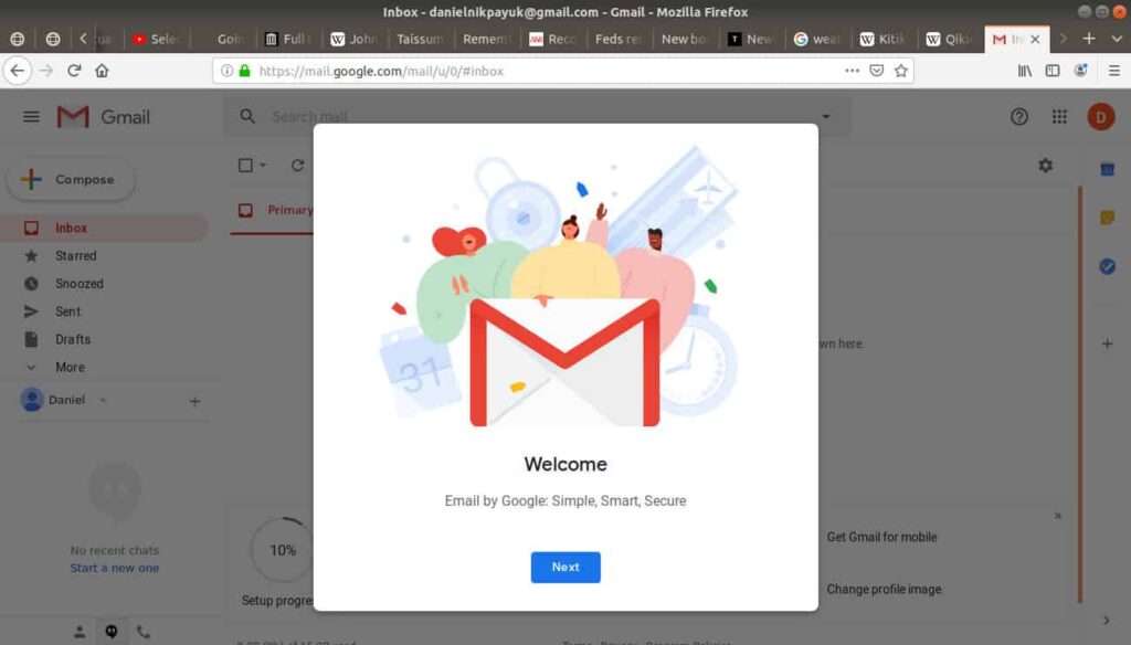 Welcome to Gmail box open.