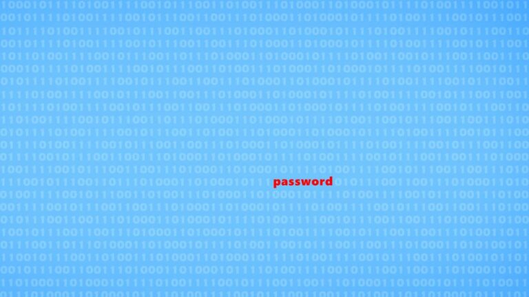 The word "password" revealed in red, surrounded by lines of binary code.
