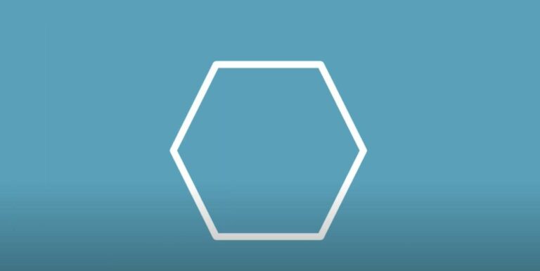 A hexagon on a blue background.