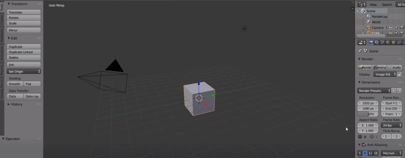 A screenshot of the Blender interface.