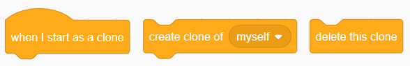 Three different block codes.  1. When I start as a clone 2. Create clone of myself 3. Delete this clone