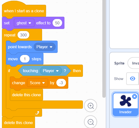 Block code in Scratch.