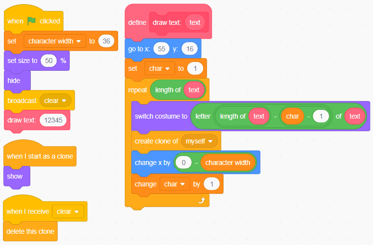 Two sets of block code in Scratch.