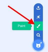 The "Paint" tool being selected in Scratch. 