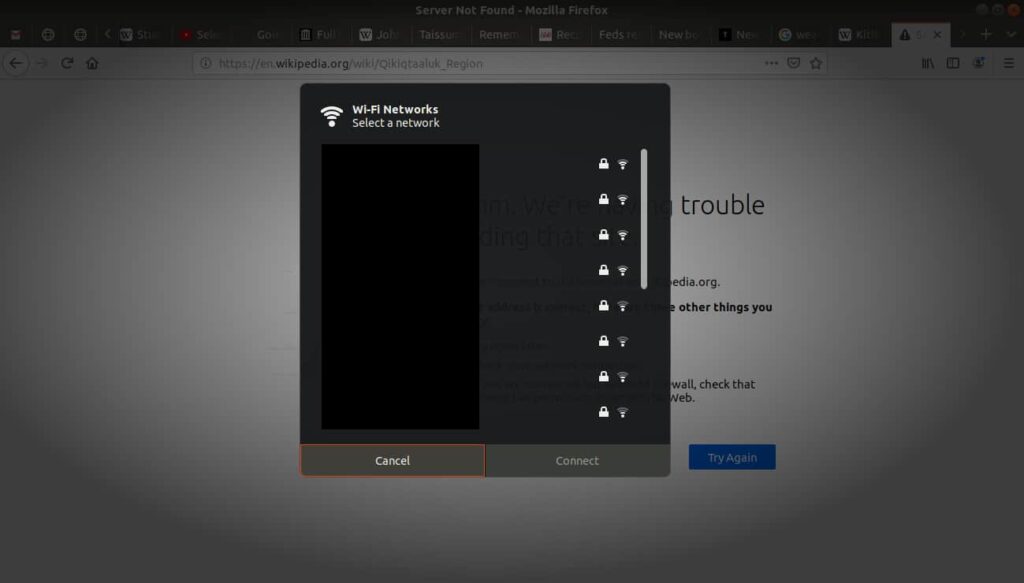 Wifi network page open on browser.